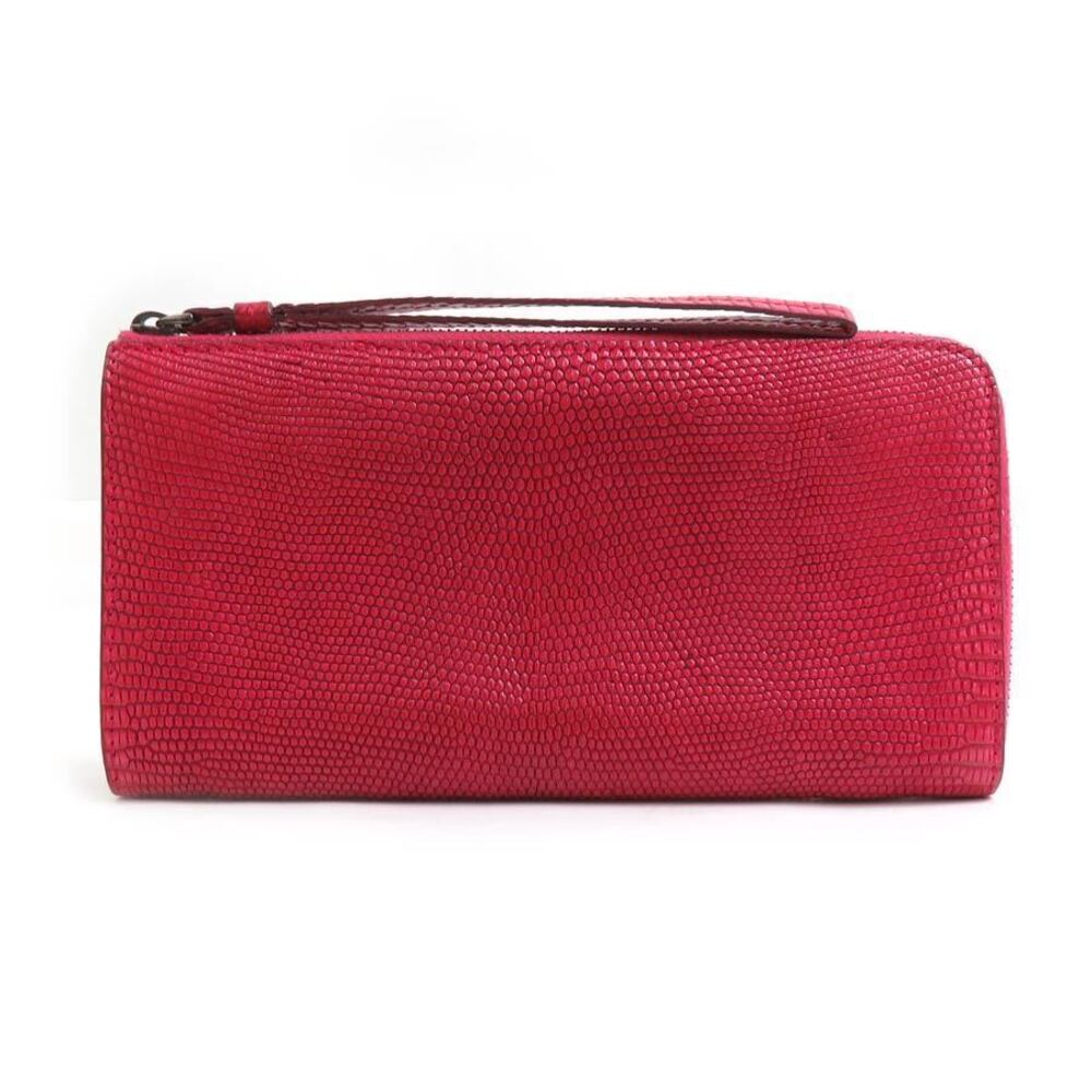 Bottega Veneta L shaped zipper long wallet lizard leather pink